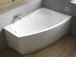 Baignoire asymétrique 150 x 90 Droite FRIDA acrylique blanc, sans Habillage + Pieds + Vidage à chromé