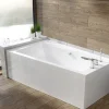 Baignoire asymétrique 170 x 110 Gauche INFINITY acrylique blanc + avec Tablier + Pieds + Vidage à chromé