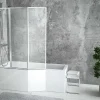 Baignoire asymétrique 170 x 75 Gauche INTEGRA acrylique blanc + avec Tablier + Écran + Pieds + Vidage à chromé