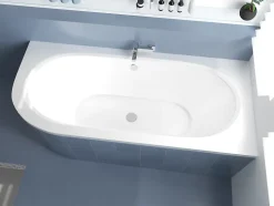 Baignoire asymétrique 170 x 75 Droite AVITA acrylique blanc + Habillage en polystyrène + Pieds + Vidage à chromé