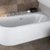 Baignoire asymétrique 170 x 75 Droite AVITA acrylique blanc + avec Tablier + Pieds + Vidage à chromé