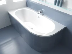 Baignoire asymétrique 170 x 75 Gauche AVITA acrylique blanc + Habillage en polystyrène + Pieds + Vidage à chromé