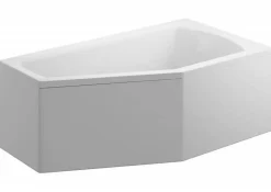 Baignoire asymétrique 160 x 90 Droite SELENA acrylique blanc + avec Tablier + Pieds + Vidage à chromé