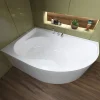 Baignoire asymétrique 170 x 110 Gauche DORA acrylique blanc + avec Tablier + Pieds + Vidage à chromé