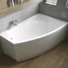 Baignoire asymétrique 140 x 90 Droite FRIDA acrylique blanc + avec Tablier + Pieds + Vidage à chromé