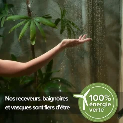 Baignoire asymétrique 180 x 86 x 80 cm Blanc Brillant en minéral composite - Mod. FROSK sans Trop Plein
