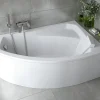 Baignoire asymétrique 160 x 100 Droite RIMA acrylique blanc + avec Tablier + Repose Tête + Pieds + Vidage à chromé