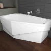 Baignoire asymétrique 140 x 80 Gauche MARIKA acrylique blanc + avec Tablier + Pieds + Vidage à chromé