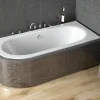 Baignoire asymétrique 170 x 75 Droite AVITA SLIM acrylique blanc + Habillage en polystyrène + Pieds + Vidage à chromé