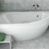 Baignoire asymétrique 150 x 70 Gauche MILENA acrylique blanc + avec Tablier + Pieds + Vidage à chromé