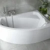 Baignoire asymétrique 130 x 85 Droite RIMA acrylique blanc, sans Habillage + Repose Tête + Pieds + Vidage à chromé
