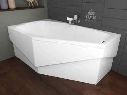 Baignoire asymétrique 140 x 80 Gauche MARIKA acrylique blanc, sans Habillage + Pieds + Vidage à chromé