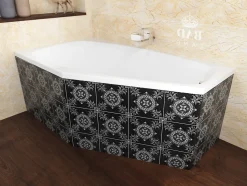 Baignoire asymétrique 140 x 80 Gauche MARIKA acrylique blanc, sans Habillage + Pieds + Vidage à chromé