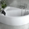Baignoire asymétrique 130 x 85 Gauche RIMA acrylique blanc, sans Habillage + Repose Tête + Pieds + Vidage à chromé