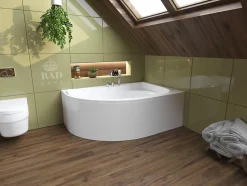 Baignoire asymétrique 170 x 110 Droite DORA acrylique blanc, sans Habillage + Pieds + Vidage à chromé