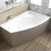 Baignoire asymétrique 150 x 100 Droite FRIDA acrylique blanc + Habillage en polystyrène + Pieds + Vidage à chromé