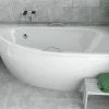 Baignoire asymétrique 150 x 70 Droite MILENA acrylique blanc + Habillage en polystyrène + Pieds + Vidage à chromé
