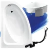 Baignoire asymétrique 150 x 100 Gauche CORNEA acrylique blanc + Habillage en polystyrène + Pieds + Vidage à chromé