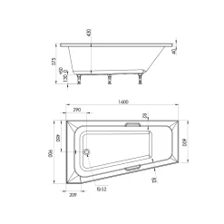 Baignoire asymétrique angle gauche Chaloop L.160 x l.90 cm sans tablier Valentin