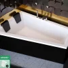 Baignoire Asymétrique avec Tablier Noir - 180 x 125 cm - GAUCHE - INTIMA DUO - 2 REPOSE-TÊTES OFFERTS