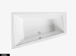 Baignoire Asymétrique avec Tablier Noir - 180 x 125 cm - GAUCHE - INTIMA DUO - 2 REPOSE-TÊTES OFFERTS
