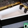 Baignoire Asymétrique avec Tablier Noir - 170 x 125 cm - DROITE - INTIMA DUO - 2 REPOSE-TÊTES OFFERTS