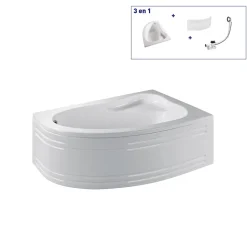 Baignoire asymétrique d'angle droit Colombia 150 x 100 cm Valentin + tablier