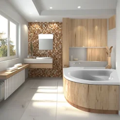 Baignoire asymétrique d'angle gauche Colombia 150 x 100 cm sans tablier Valentin