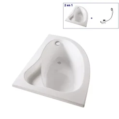 Baignoire asymétrique d'angle gauche Colombia 150 x 100 cm sans tablier Valentin