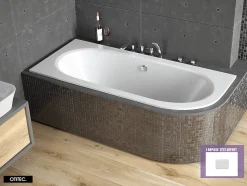 Baignoire Asymétrique sans Tablier - 180 x 80 cm - AVITA SANS TABLIER - GAUCHE - 1 REPOSE-TÊTE OFFERT