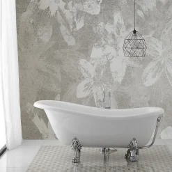 Baignoire Autoportante Blanche Avec Pieds Argentés Romantica