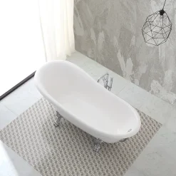 Baignoire Autoportante Blanche Avec Pieds Argentés Romantica