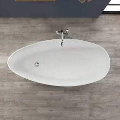 Baignoire Autoportante Design 150X70x56 Cm En Marbre Blanc Rachele Par Kiamami Valentina