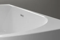 Baignoire autoportante LENA acrylique blanc brillant - 170x75cm - Garantie 5 ans - Avec siphon et robinet mitigeur 1523C