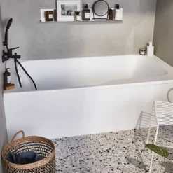 Baignoire bain douche JACOB DELAFON Malice antidérapante + tablier niche + pare bain 170 x 90 gauche