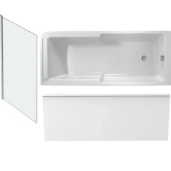 Baignoire bain douche JACOB DELAFON Struktura + pare bain + tablier + étagère 170 x 70