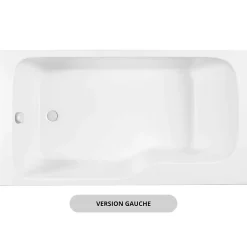 Baignoire bain douche JACOB DELAFON Malice, antidérapant, version Gauche Blanc mat 170x90cm