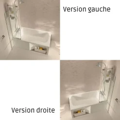 Baignoire bain douche JACOB DELAFON Malice antidérapante, version droite 170x90 cm Blanc mat