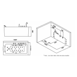 Baignoire balneo HAMILTON 160 1 place ARCHIPEL 160x75 - DROITE