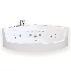 Baignoire Balnèo 150 X 150 cm Chromothérapie 8 jets White Maple