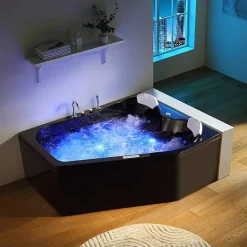 Baignoire balnéo asymétrique MARINA BLACK 2 places ARCHIPEL 181x151 - DROITE