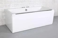 Baignoire balnéo avec tablier rectangulaire L.170 x l.80 x H.63 cm en acrylique coloris blanc, Maya