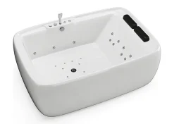 Baignoire balnéo blanche - 2 places - 390 L - 180 x 120 x 60 cm - VOLUTA