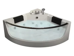 Baignoire balnéo d'angle vitrée - 2 places - 330 L - 138 x 138 x 59 cm - EVELINA