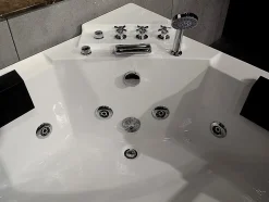 Baignoire balnéo d'angle vitrée - 2 places - 330 L - 138 x 138 x 59 cm - EVELINA