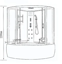 Baignoire Balnèo Douche Chromothérapie 130 X 130 cm noir Ivory