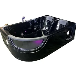 Baignoire Balnèo hydromassage noir 120 x 180 cm 8 jets Bluebell