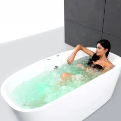 Baignoire balnéo îlot Tao Bulle 170x80 cm, blanc, By Spalina