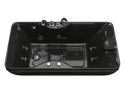 Baignoire balnéo noire - 1 place - 140L - 150 x 75 x 54,5 cm - Angle gauche - GAVINO