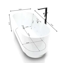 Baignoire Balnéo Ukio white Bulle 175x75x65cm, by SPALINA